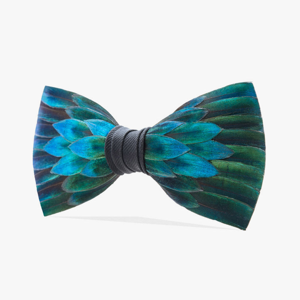 Original Feather Bow Tie in Peacock by Brackish Bow Ties