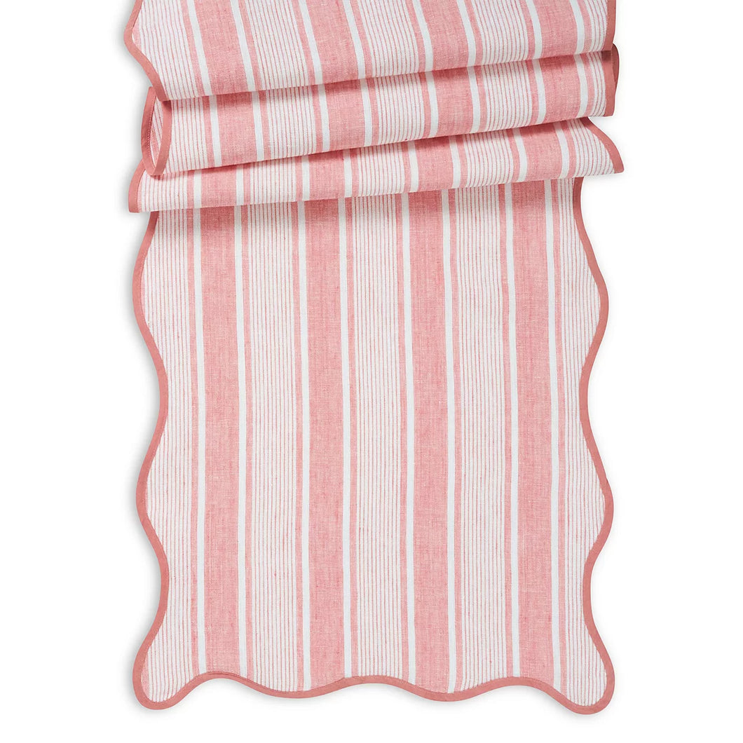 Cabana Stripe Table Runner, Coral