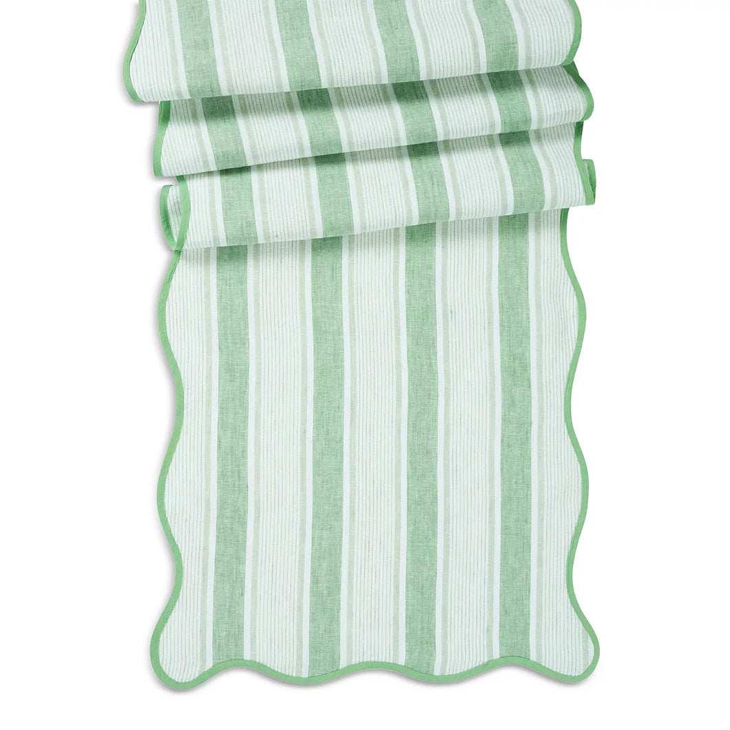 Cabana Stripe Table Runner, Seagrass