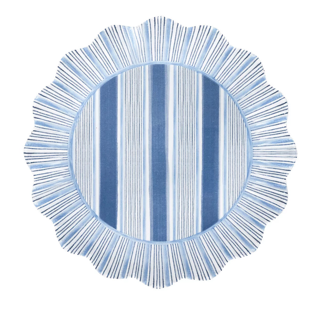 Cabana Stripe Melamine Dinner Plate, Ocean