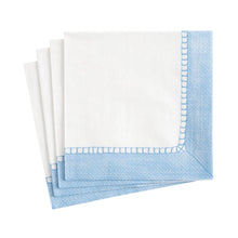 Load image into Gallery viewer, Linen Border Paper Cocktail Napkins in Light Blue - 20 Per Package
