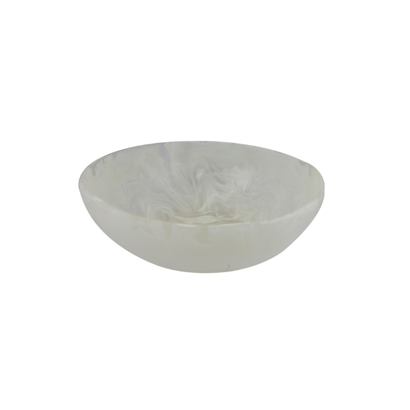 Resin Wave Bowl Large, White Swirl