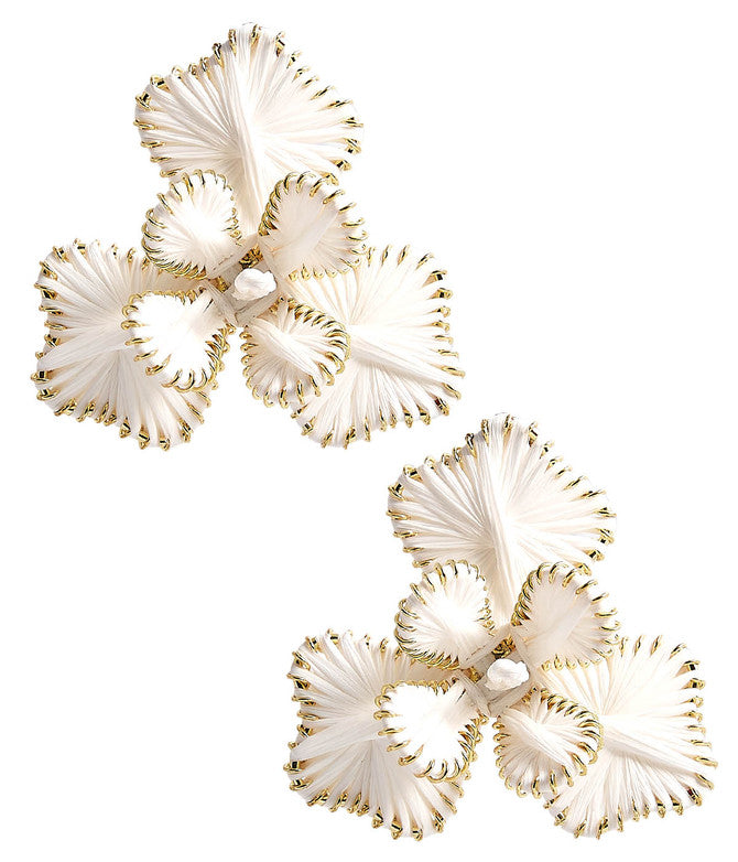 Kaia Raffia Wrapped Petal Earring - White