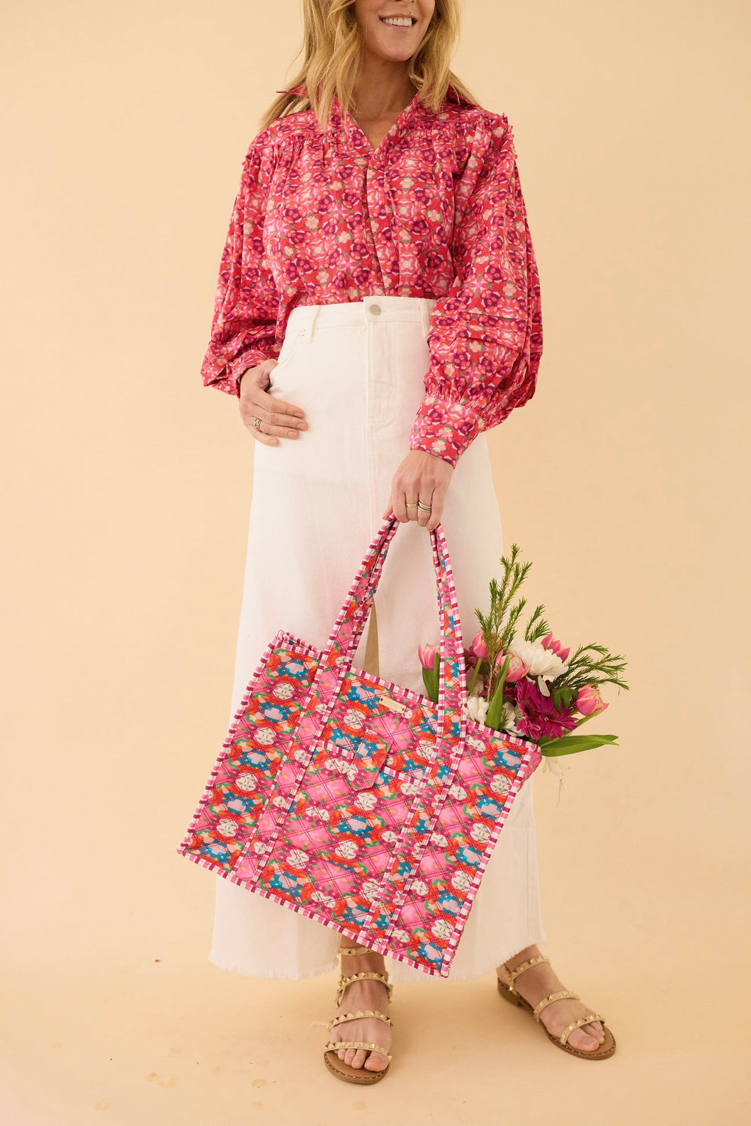 On the Road Quilted Tote, Strawberry Fields