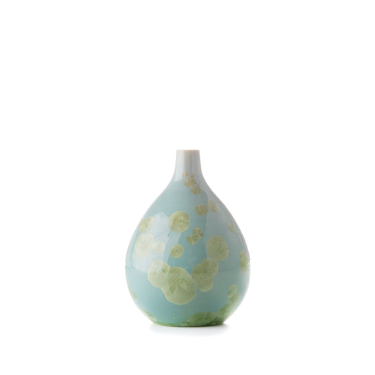 Small Crystalline Teardrop Vase, Jade