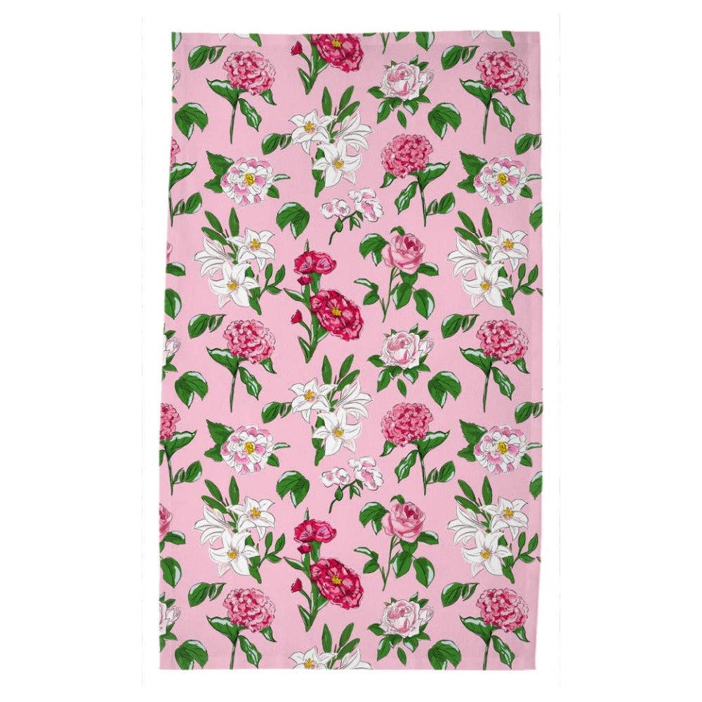 Flirty Floral Valentine's Poly Twill Tea Towel