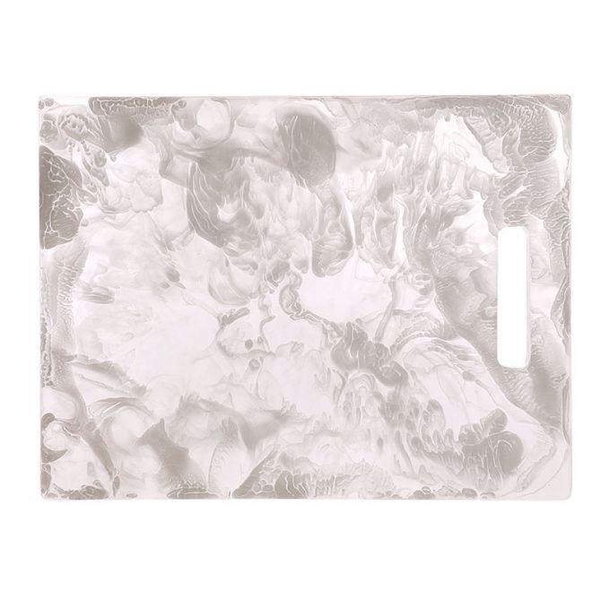 Resin Rectangle Chopping Board Large, White Swirl