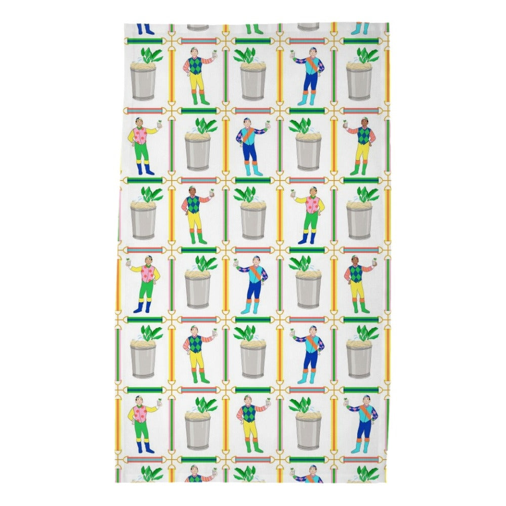 Jockeys & Juleps Derby Poly Twill Tea Towel, Winning White