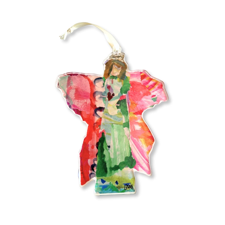 Angel of Glory Acrylic Ornament, Dark Green