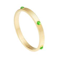 Load image into Gallery viewer, Ribbed Cabochon Emerald &amp; Gold Bangle
