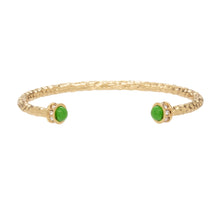 Load image into Gallery viewer, Hammered Torque Emerald &amp; Gold Bangle
