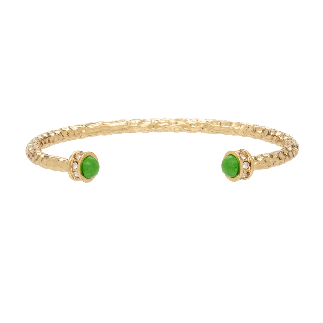 Hammered Torque Emerald & Gold Bangle