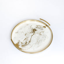 Load image into Gallery viewer, Resin Gold Round Tray, Gold Quartz
