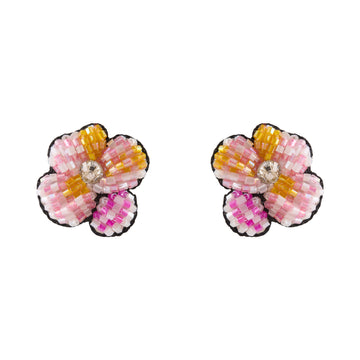 Alessandra Floral Studs, Orange Pink