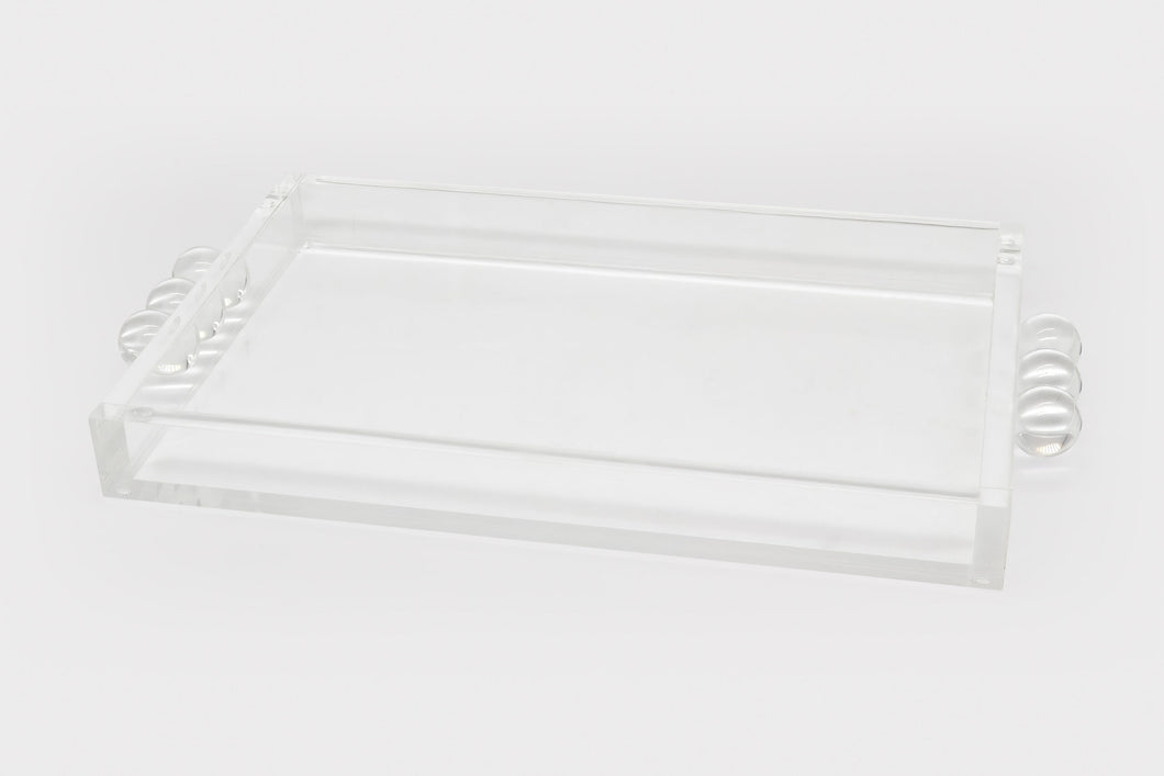 Clear Lucite Tray with Bubble Handles, 12