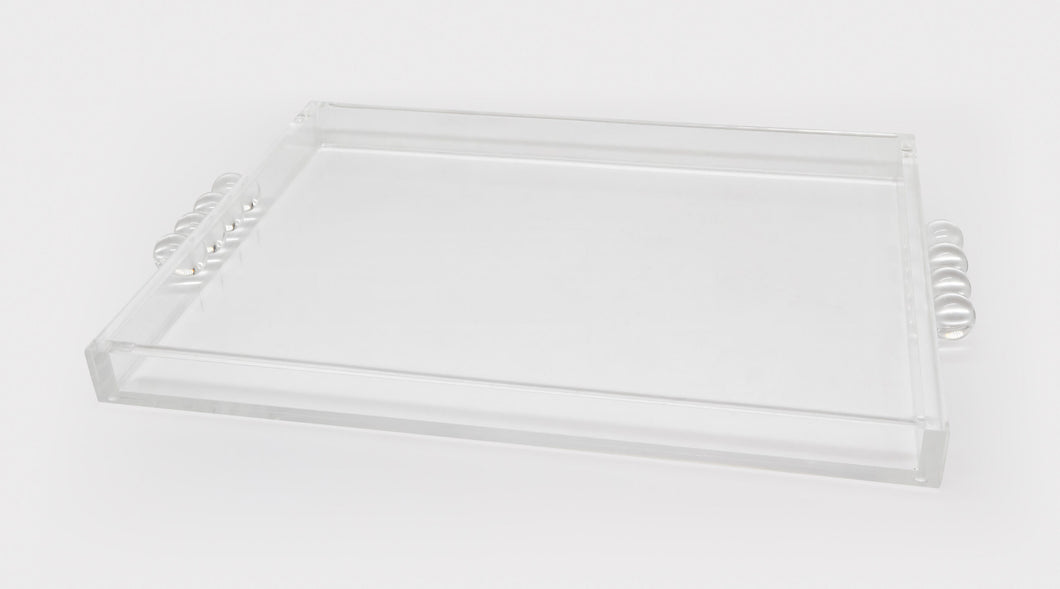 Clear Lucite Tray with Bubble Handles, 12