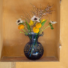 Load image into Gallery viewer, Hibiscus Small Fluted Vase, Cobalt Tortoiseshell
