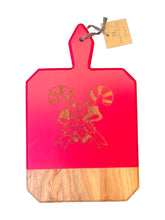 Load image into Gallery viewer, Red Acacia Heirloom Board with Cheese Spreader | Candy Canes, 16x10&quot;
