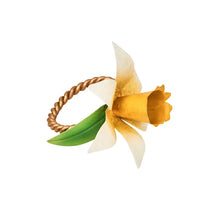 Load image into Gallery viewer, Meadow Walk Daffodil Napkin Ring, Set of 4 | Yellow
