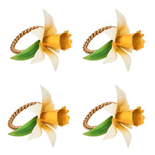 Load image into Gallery viewer, Meadow Walk Daffodil Napkin Ring, Set of 4 | Yellow
