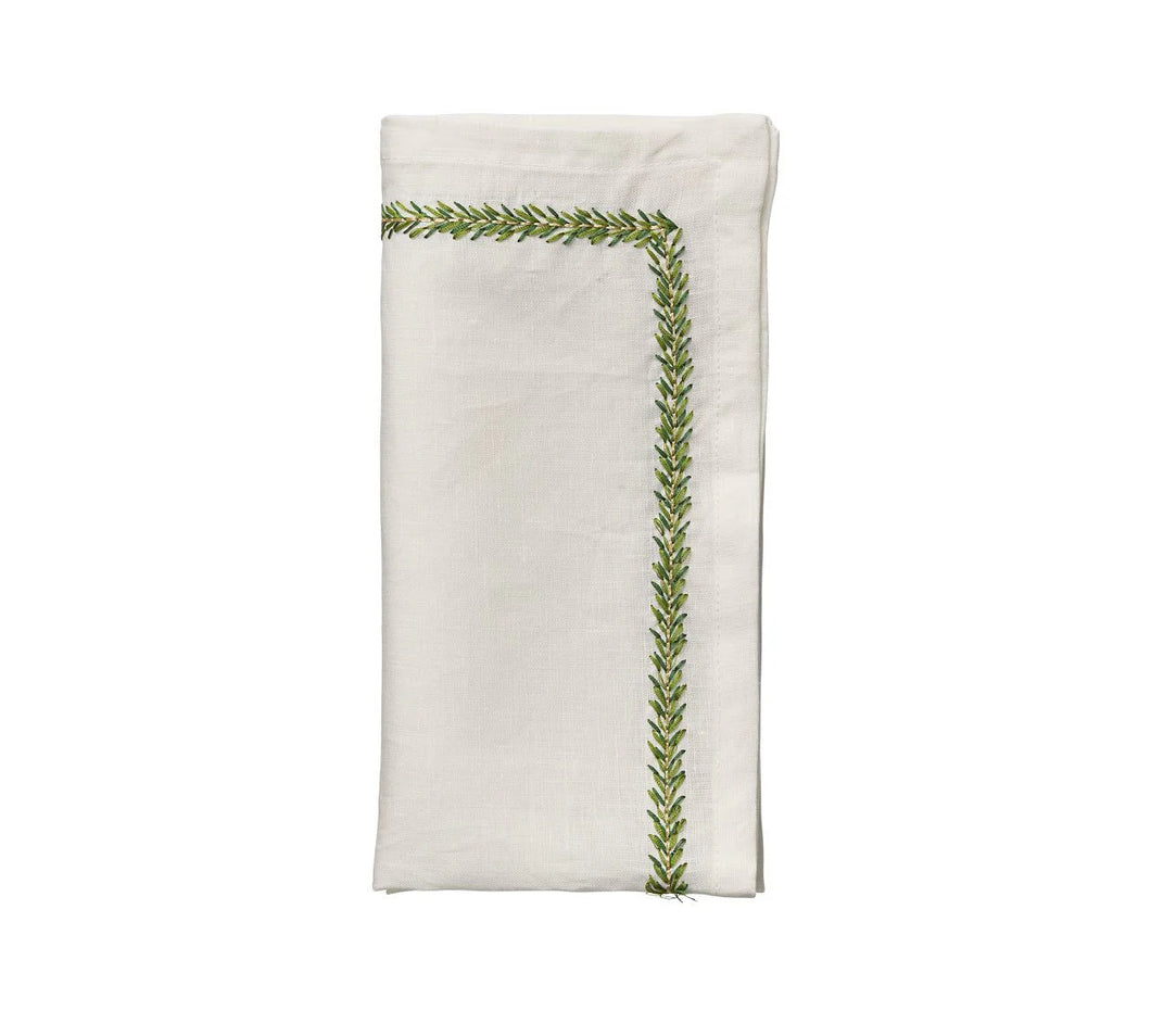 White & Green Jardin Dinner Napkin