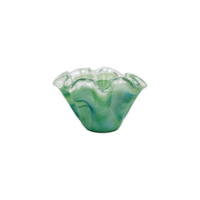 Load image into Gallery viewer, Onda Glass Green Petite Ruffled Bowl
