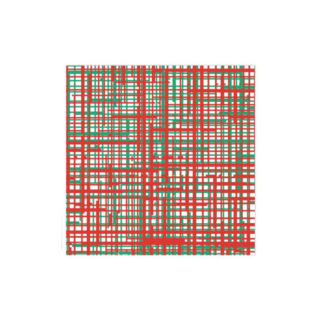 Papersoft Napkins Plaid Green & Red Dinner Napkins, Set of 20