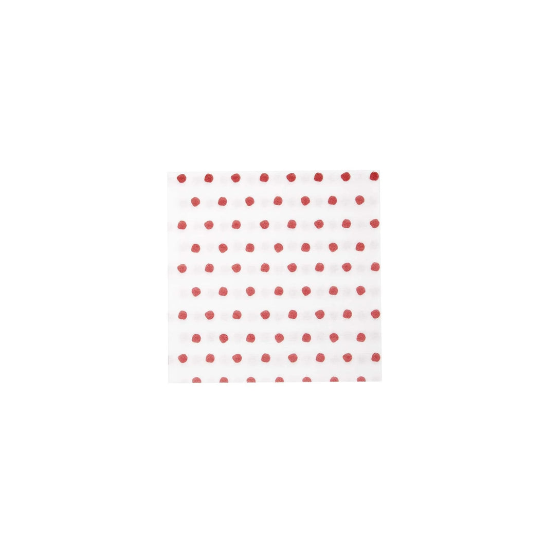 Papersoft Napkins Dot Red Cocktail Napkins, Set of 20