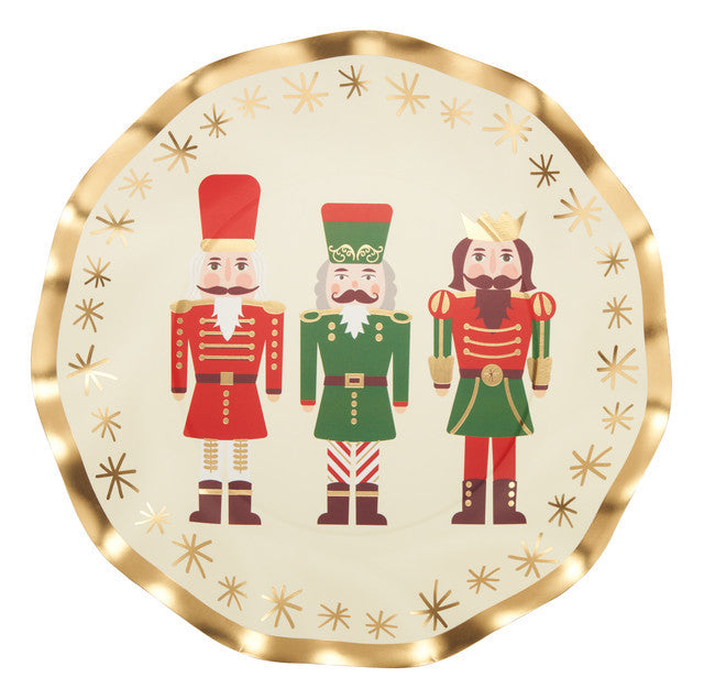 Nutcracker Christmas Wavy Salad Plate, Package of 8