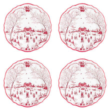 Load image into Gallery viewer, Country Estate Winter Frolic Ruby Melamine Dinner Plate, Set of 4
