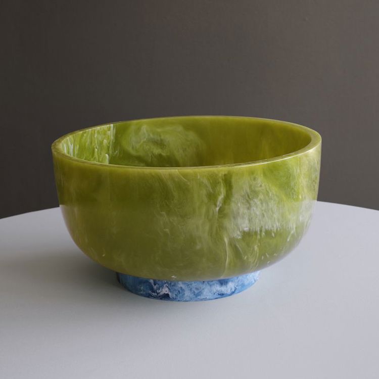 RESIN Rio Large Bowl with Base, Green & Blue