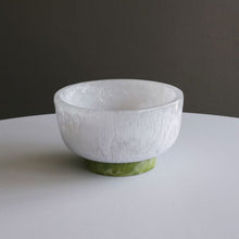 Load image into Gallery viewer, RESIN Rio Small Bowl with Base, White &amp; Green
