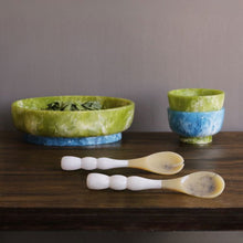 Load image into Gallery viewer, RESIN Rio Small Bowl with Base, Green &amp; Blue
