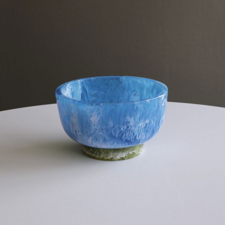 RESIN Rio Small Bowl with Base, Blue & Green