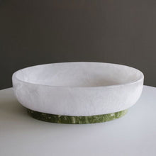 Load image into Gallery viewer, RESIN Rio Large Oval Bowl with Base, White &amp; Green
