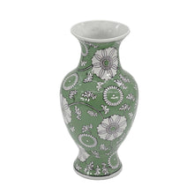 Load image into Gallery viewer, Green Chinoiserie Vase, 14&quot;
