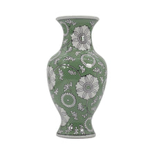 Load image into Gallery viewer, Green Chinoiserie Vase, 14&quot;
