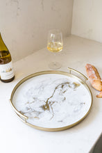 Load image into Gallery viewer, Resin Gold Round Tray, Gold Quartz
