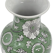 Load image into Gallery viewer, Green Chinoiserie Vase, 14&quot;
