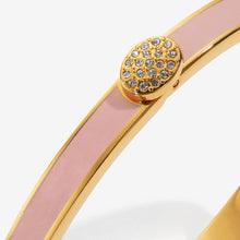 Load image into Gallery viewer, Skinny Pave Button Pink &amp; Gold Bangle, 6mm
