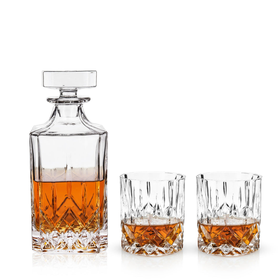 Viski Admiral Crystal 3-Piece Decanter & Tumbler Set