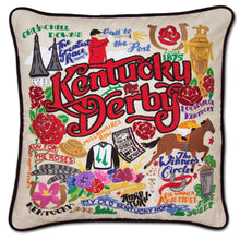 Load image into Gallery viewer, Kentucky Derby Hand-Embroidered Pillow, 20x20&quot;
