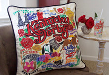 Load image into Gallery viewer, Kentucky Derby Hand-Embroidered Pillow, 20x20&quot;
