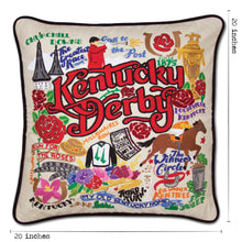 Load image into Gallery viewer, Kentucky Derby Hand-Embroidered Pillow, 20x20&quot;
