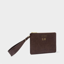 Load image into Gallery viewer, Marni Faux Croc Wristlet Pouch, Chocolate
