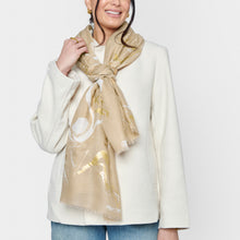 Load image into Gallery viewer, Marble Printed Foil Scarf, Light Taupe
