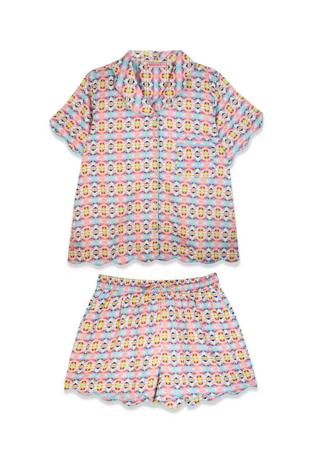 Scalloped Pajama Set Short, Sumner Pink