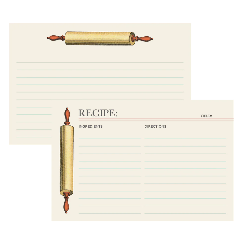 Rolling Pin Recipe Card, Set of 12