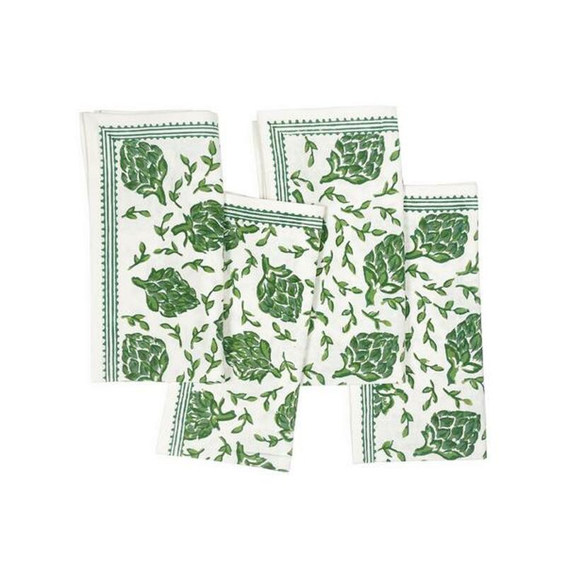 Dancing Artichokes Green Napkins, Set of 4