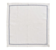 Load image into Gallery viewer, White &amp; Cobalt Herringbone Dinner Napkin
